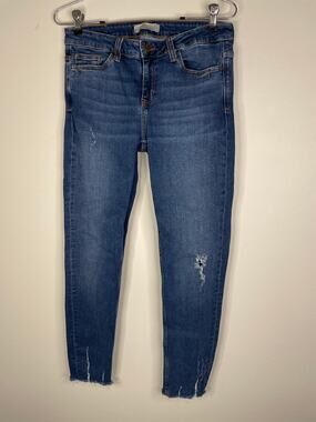 Zara Basic Z1975 Mid-Rise Raw Hem Denim Skinny Jeans Women's Size 6
